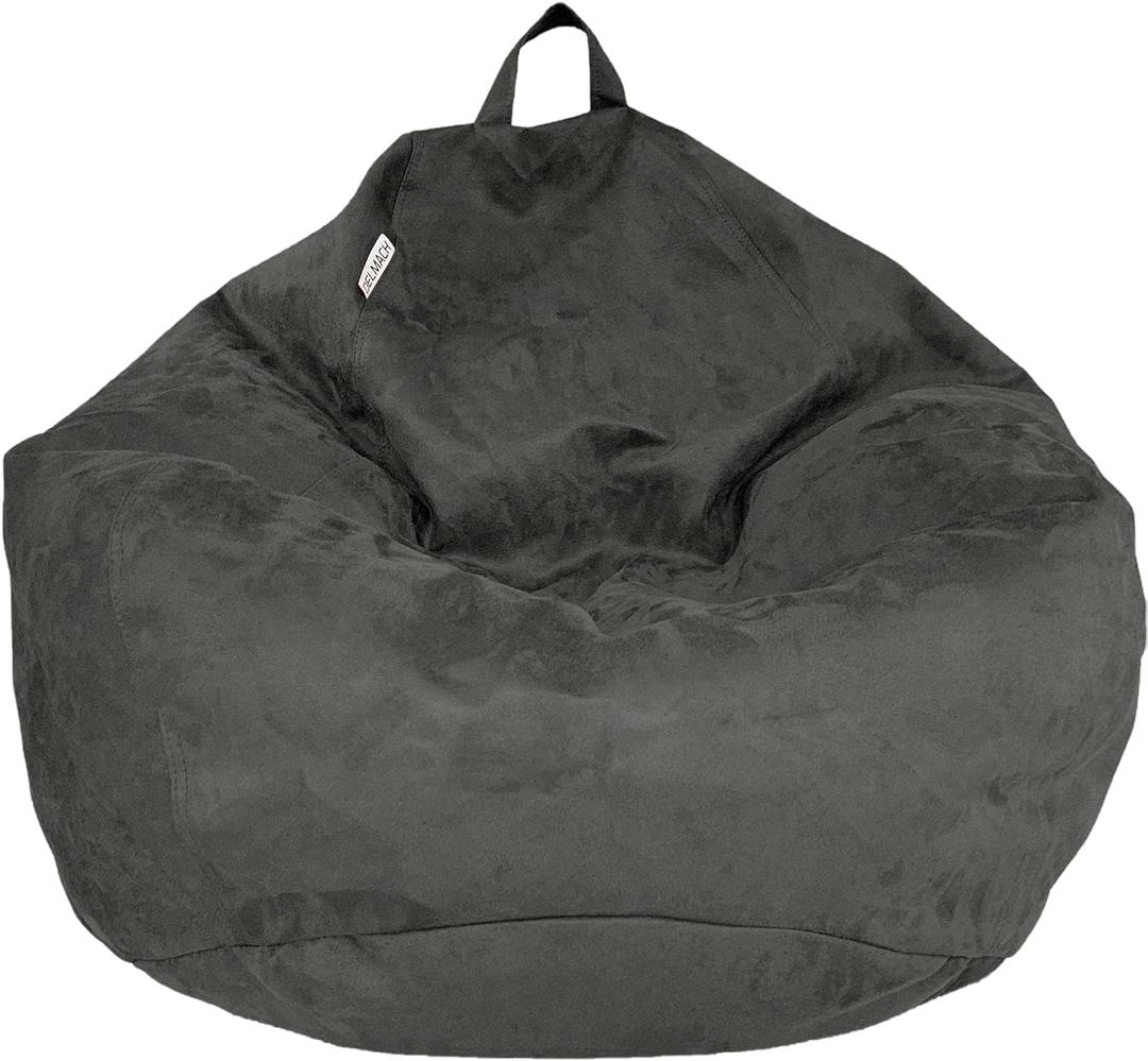 Bean Bag Stuffed Animal Storage Chair Cover (No Filler) for Kids and Adults. Extra Large Bird's Nest Beanbag Memory Foam Soft Premium (Grey, 3 ft (Cover Only))