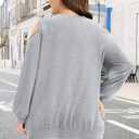 NANYUAYA Plus Size Cold Shoulder Sweatshirt for Women Graphic Long Sleeve Shirt Casual Off The Shoulder Tops (Gray, XXXL)