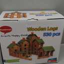 Wondertoys 530 Pcs Wooden Logs Set Ages 3+, Classic Building Log Toys for Kids, Creative Construction Engineering Educational Gifts