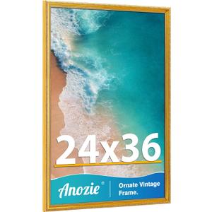 Vintage 24x36 Poster Frame, Antique Gold Photo Frames with Plexiglass Front,Ornate 24x36 Frame Display for Wall Décor,1 Pack,Gold