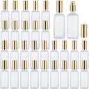 30 Pcs Glass Spray Bottle, 3.4 oz/ 100 ml Perfume Empty Bottles, Frosted Glass Spray Bottles, Refillable Clear Decorative Bottle with Gold Fine Mist Sprayer Pump for Face Body Travel