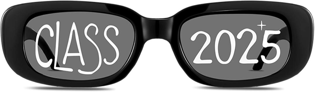 Cuffbow 1 Pcs 2025 Graduation Glasses Class of 2025 Sunglasses Bulk Plastic Eyeglasses Graduation Party Supplies Photo Booth Props (Black)