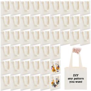 Amylove 24 Pcs Mini Tote Bag Sublimation Blank Canvas Tote Bags Reusable Grocery Luggage DIY Sack Goody for Party Even (8.5 x 8 Inch,Natural Color)