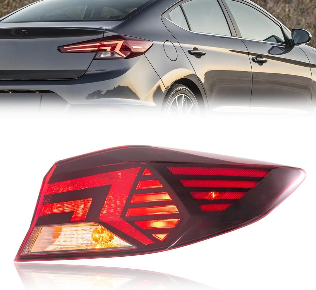 TODO Outer Tail Light Assembly Compatible with 2019 2020 Hyundai Elantra, Halogen Rear Lamp with Bulbs, Fits Eco Limited SE SEL Sport Value, Replaces 92402-F3500 HY2805159（Right Passenger Side）