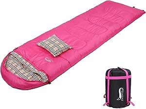 Desert & Fox Cotton Flannel Sleeping Bags with Pillow, 4 Season Warm & Cold Weather Envelope Compression Sack, Lightweight & Portable Backpacking Sleeping Bag for Outdoor Camping, Hiking, Traveling 