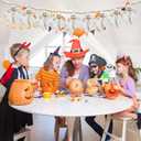 Halloween Ghosts Hanging Ornaments, Flannel Cloth Ghosts Party Garlands for Haunted House Halloween Decorations Indoor, with 39.3 Inch Long Hemp Rope, 9 Ghosts, and 50 Wooden Beads