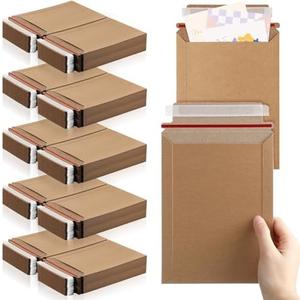 Fainne 250 Pack 6 x 8 Inch Rigid Mailers Self Adhesive Seal Photo Document Mailers 250gsm Keep Flat Kraft Photography Cardboard Envelopes for Shipping Cd, Photo, Gift Card, Document, Paper