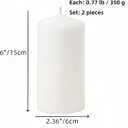 White Pillar Candle Set - 2 Unscented Decorative,Parties, Large Candles, White Candle Columns, Column Candles Clearance or Kwanzaa, 2.4" x 6" (2PC, 6cmX15cm)