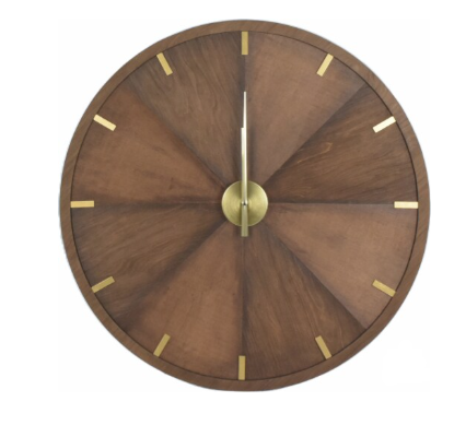 Crystal Art Gallery Round Wood Walnut Clock