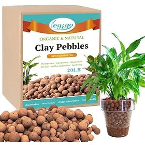 Legigo 19 LBS Organic Leca Clay Pebbles for Plants, 4mm-16mm 100% Natural Leca Balls for Indoor Plants, Hydroton Clay Pebbles for Plants Hydroponic Aquaponics Growing Orchid Drainage Terrarium