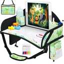 WENRENER Kids Travel Tray, Car Seat Tray for kids Travel, Toddler Road Trip Essentials With Drawing Kit, Toddler Lap Desk Organizer for Car, Carseat Table for Airplane