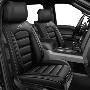 Full Set Seat Covers for Ford F-150 F250 F350 XL XLT STX Lariat King Ranch Platinum Raptor Seat Covers 2007-2026, Full Set Waterproof Seat Protectors(Standard 5 Seats/Black)