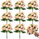 Zeyune 3 Pack 12 Inch Wedding Bouquets for Bride Bridesmaid Red Artificial Rose Bouquet Fake Silk Roses Flowers Bunches Bulk for Home Office Garden Parties(Champagne)