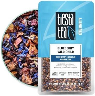 2Pcs Tiesta Tea Blueberry Wild Child, Loose Leaf, Blueberry Hibiscus Herbal Tea, Premium Non-Caffeinated Fruit Blend, Make Hot or Iced & Brews Up to 25 Cups, 1.8 Ounce Resealable Pouch