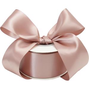 Dusty Rose Ribbon Double Face Satin Ribbon 2 Inch Thick Dusky Pink Ribbon for Wedding Bridal Bouquet Crafts- 25Yards