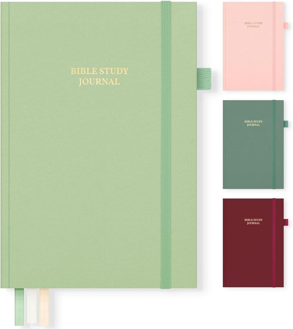 Bible Study Journal for Women & Men, Church Notes Prayer Journal Bible Notebook for Note Taking, Bible Study Guide/Supplies/Gifts/Accessories, 5.8" x 8.3", Cream Green