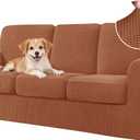 CHUN YI 7 Piece Couch Covers Sofa Covers Washable, Stretch Sofa Slipcovers for 3 Cushion Couch with Seperate Backrest and Cushion Covers, Anti Slip Furniture Protector for Dogs Pets (Large, Brick)
