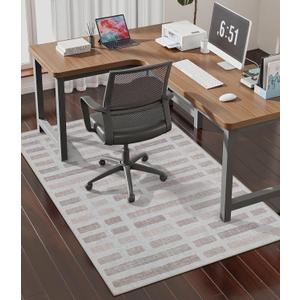 chakme Office Chair Mat for Hardwood Floor, 48"x36" Easy Glide Computer Desk Mat Protector for Rolling Chair Under Desk Rug Nonslip Backing, Machine Wash, (Plaid) (Dark Beige Plaid)