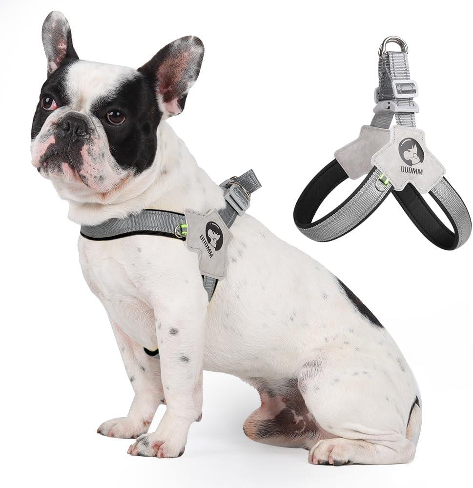 No Pull Small Dog Harness, Adjustable Puppy Soft Vest Harness with Breathable Mesh Padded, Reflective Lightweight Harness with Buckle for Extra Small Medium Dogs, Sliver-M