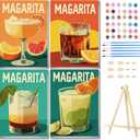 Aestalrcus 4 Pack Framed Paint by Numbers Kit for Adults, Cocktails Adult Paint by Number Kits on Canvas Framed, DIY Acrylic Oil Painting by Numbers for Adults for Gift Home Decor 10x12 inch (Drinks)
