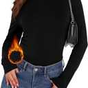 WIHOLL Long Sleeve Thermal Shirt for Women Light Fleece Tops Spring 2026 Crew Neck Casual Basic T-Shirts (Black, S)