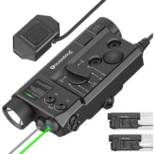 Mlok and Picatinny Mounted Tactical Flashlight Green Laser Infrared(IR) Laser 3 in 1 Combo, 1200 Lumen Light with Remote Pressure Switch for Rifle