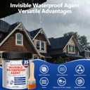 Transparent Waterproof Coating, 35 Oz Invisible Waterproof Agent, Water-Based Waterproof sealant for Roofs, Walls, Gardens, Terraces, Indoor & Outdoor Use