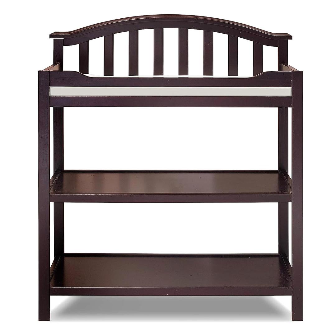 Sorelle Furniture Berkley Changing Table and Changing Pad, Dressing and Diaper Changing Table for Baby Room, Nursery Furniture for Infant -Espresso