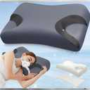 Adjustable CPAP Pillow for Side & Back Sleepers Reduce Mask Air Leaks & Pressure, Cervical Memory Foam Neck Support with 2cm Removable Insert, Cooling Washable Cover Fits Full Face & Nasal Masks