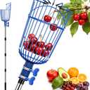 Fruit Picker Pole with Basket, Adjustable Fruit Tool for Apple Avocado Cherry Citrus Lemon Orange Peach Picking(40-160")