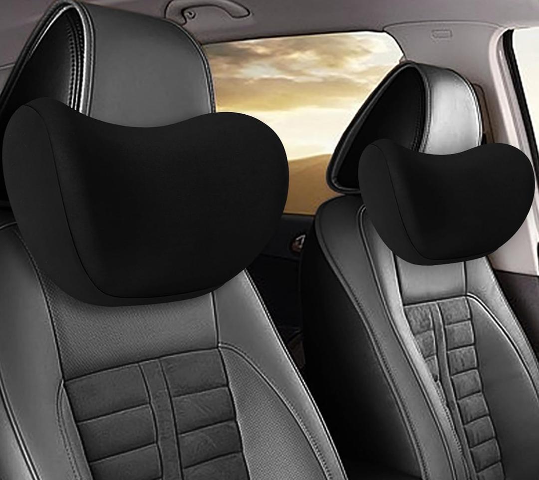 2Pcs Car Neck Pillow, Ultra Comfortable Neck Pillow for Driving, Soft Car Headrest Pillow Like Clouds, Make Your Driving More Comfortable, Suitable for Driving, Traveling (Black)