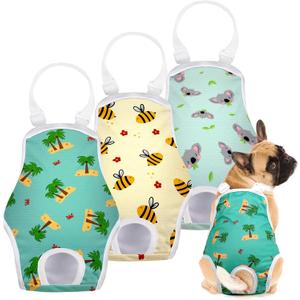 Jollywoods 3 Pack Washable Female Dog Diaper Onesie Sanitary Pantie with Adjustable Suspender, Reusable Fixed Doggie Diapers, Super Absorbent Leakproof for Small Medium Large Dog in Heat Cycle L