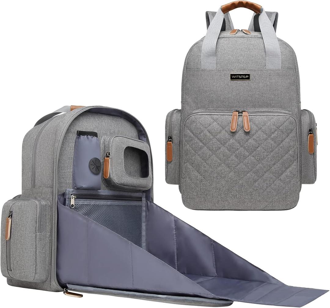 Diaper Bag Backpack with Changing Station, Baby Diaper Bag Organizer for Moms Dads Large Baby Changing Bags, 22.5"*11"*9"