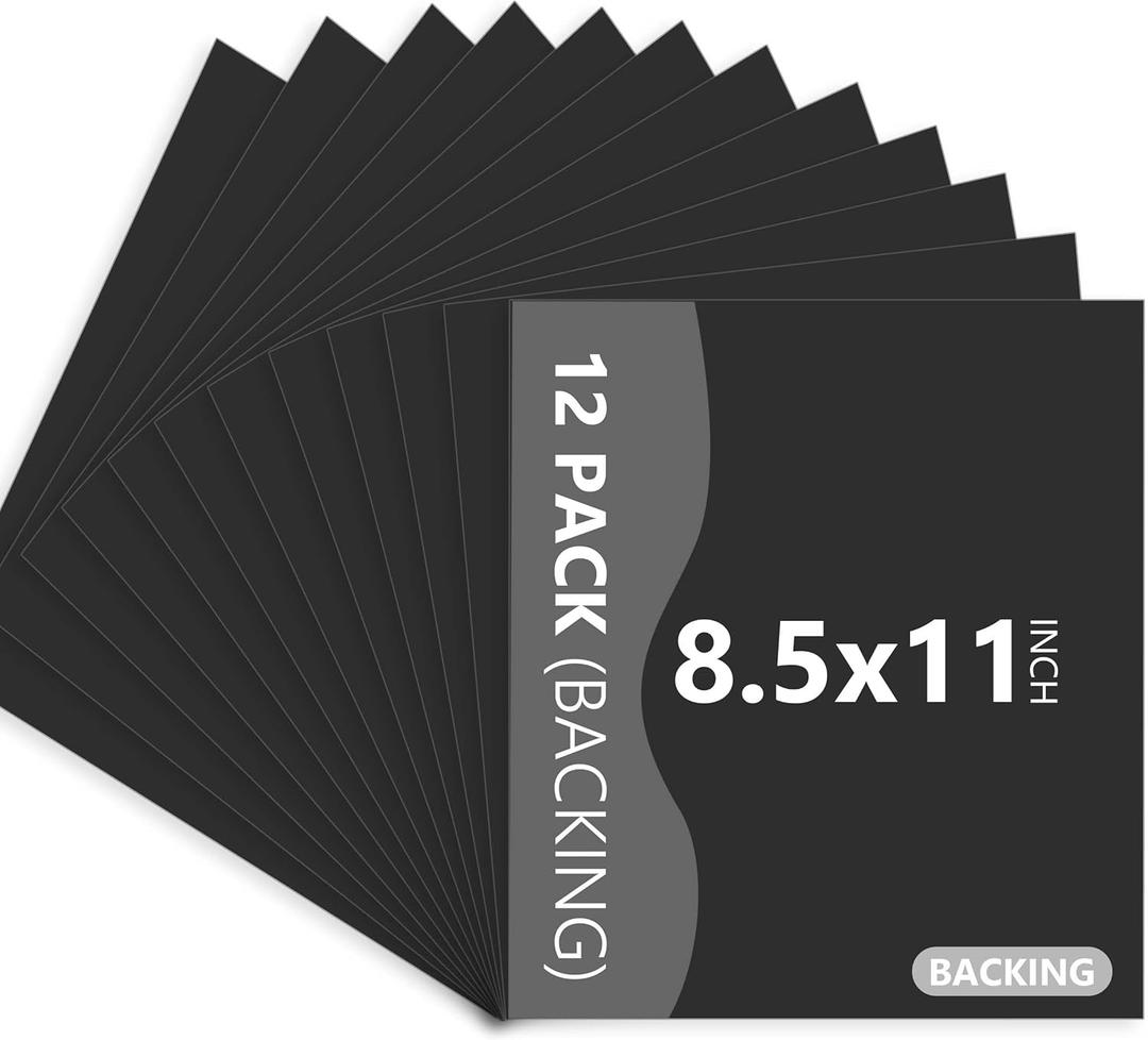 Somime 12 Pack Backing Boards Only - 8.5x11 Uncut Black Mats Matboards, Acid Free Backerboards, Ideal for Photos/Pictures/Prints/Frames/Arts