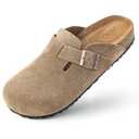 ALGF Women’s Genuine Suede Clogs for Women Slip-On Buckle Slides Women's Mules & Clogs Natural Rubber Cork Footbed Sandals Potato Shoes with Arch Support, Size 8.5