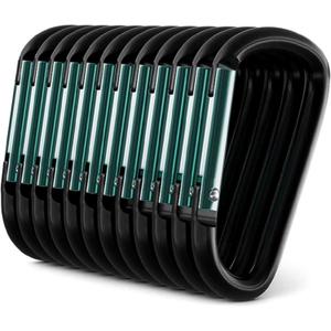 Carabiner - 3" Aluminum Carabiner D Shape Buckle Pack, Keychain Clip, Spring Snap Key Chain Clip Hook Buckle, 12pcs