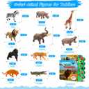 iGRATENS Safari Animals Figures Toys with Sound Books, 10PCS Realistic Jungle Animals Figures & Safari Animals Book with 10 Buttons, Zoo Animal Toys, Learning Toy for 3+ Year Old Boys, Girls, Kids