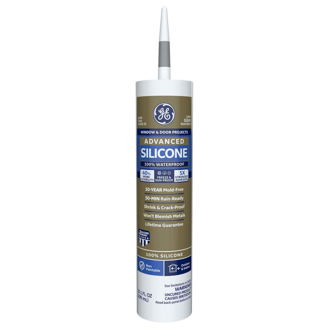 GE GE5008 Silicone 2+ Window and Door Caulk 10.1 oz Tube Light Grey