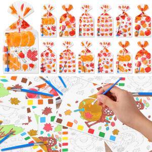 Tenare 32 Sets Thanksgiving Watercolor Coloring Books Party Favors Fall Mini Coloring Pages with Goodie Bag Stuffers Thanksgiving Crafts for Kid Birthday Gift Classroom Prize Paint Supplies