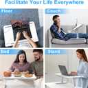 HETTHI Laptop Bed Desk, Adjustable Laptop Lap Desk with Drawer, X-Large Foldable Bed Table Tray for Bed Couch Floor Desk Writing Working Reading Eating Painting (Marble, 23.6"15.7")