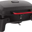 820-0065C 1 Burner Portable Gas Grill for Camping, Outdoor Cooking , Outdoor Kitchen, Patio, Garden, Barbecue with Two Foldable legs, Red + Black