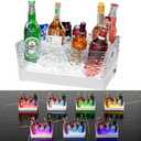 Plastic Ice Bucket Beverage Tubs for Parties, 15Liter / 4 Gallon Large Clear Drink Tub for Champagne Beer Drink Wine Cocktails, 7 Colors LED Light Up with Remote, Leakproof