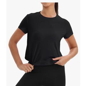 Mippo Workout Tops for Women Short Sleeve Yoga Shirts Athletic Gym Running Crop Top Loose Fit, S