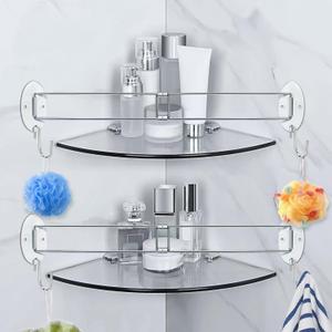 2025 NewAdjustable 7.8-13.5 inch Rv Shower Corner Storage Bar, Stainless Steel Rv Shower Caddy for Corner Shelves in Camper, RV Bathroom Organization Must Have Accessories (2 Pack)