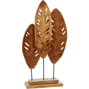 Deco 79 Teak Wood Leaf Handmade Decorative Sculpture Home Decor Statue, Accent Figurine 12" x 5" x 23", Brown