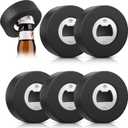 Nuogo 6 Pcs Ice Hockey Puck Bottle Openers 2.95 x 0.98 Inches Stainless Steel Beer Bottle Openers Hockey Christmas Father's Day Gifts for Men Bartenders Players (Black)