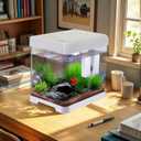 Small Fish Tank,5 Gallon Glass Aquarium Betta Fish Tank Starter Kit with Filter and LED Light.White