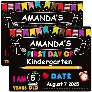 PETCEE First Day of School Board Sign - 11"x14" Double Sided Reusable and Erasable 1st First & Last Day of Preschool Pre-K Chalkboard Sign Photo Prop Gift Back to School Supplies for Kids Son Daughter