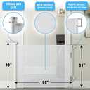 Cumbor Retractable Baby Gates, Mesh Dog Gate for The House, Baby Essentials Extends to 55" Wide, Wide Pet Gate 33" Tall, Long Child Safety Gates for Stairs, Doorways, Hallways, Indoor/Outdoor(White)