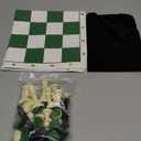 Portable Chess & Checkers Set, 42cm Tournament Chess Mat with Chess & Storage Bag, PU Leather Tournament Roll Up Chess Board Travel Chess Sets(Size:42cm)